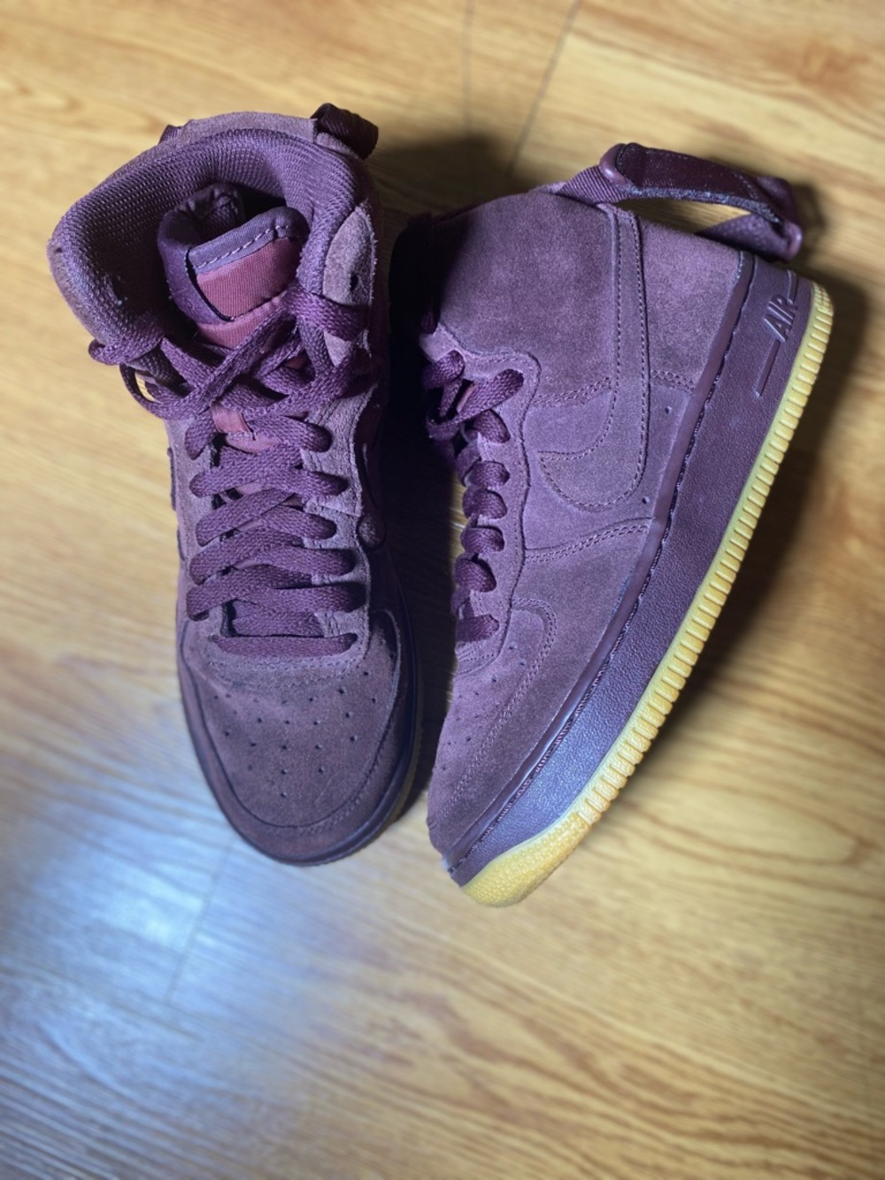 Nike High-Top Suede Sneakers in Purple and Gum